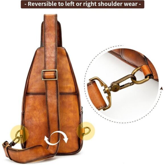 🆕Women Brown Genuine Leather Crossbody Sling Handmade Classic Vintage Bag - Picture 6 of 8